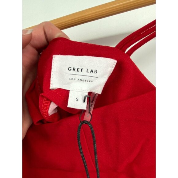 Grey Lab Red Spaghetti Strap Jumpsuit With Side Ties & Back Zipper Small New - Picture 2 of 6
